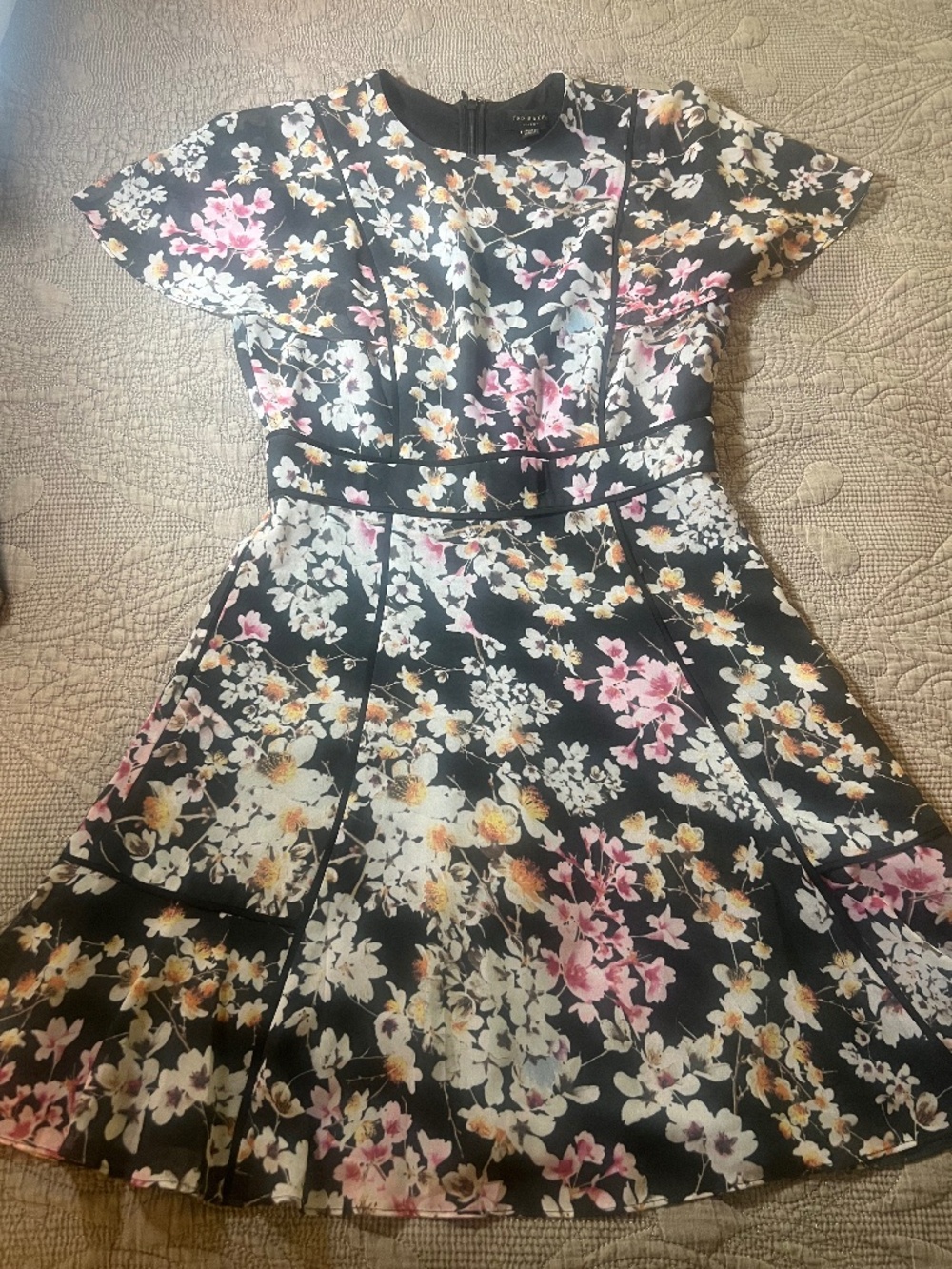 Ted Baker Jasmine Floral Dress with Black Edging Size 1